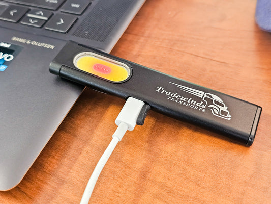 USB rechargeable flashlight promotional product giveaway