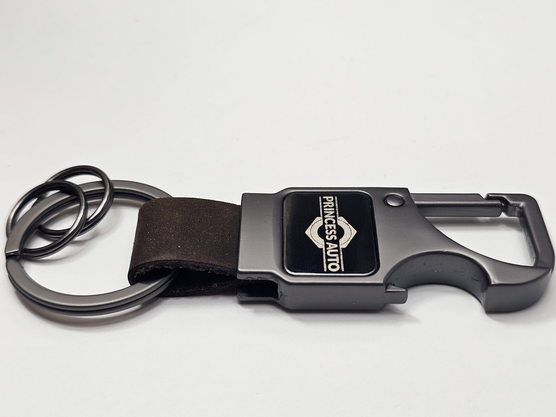 leather carabineer laser engraved promotional product