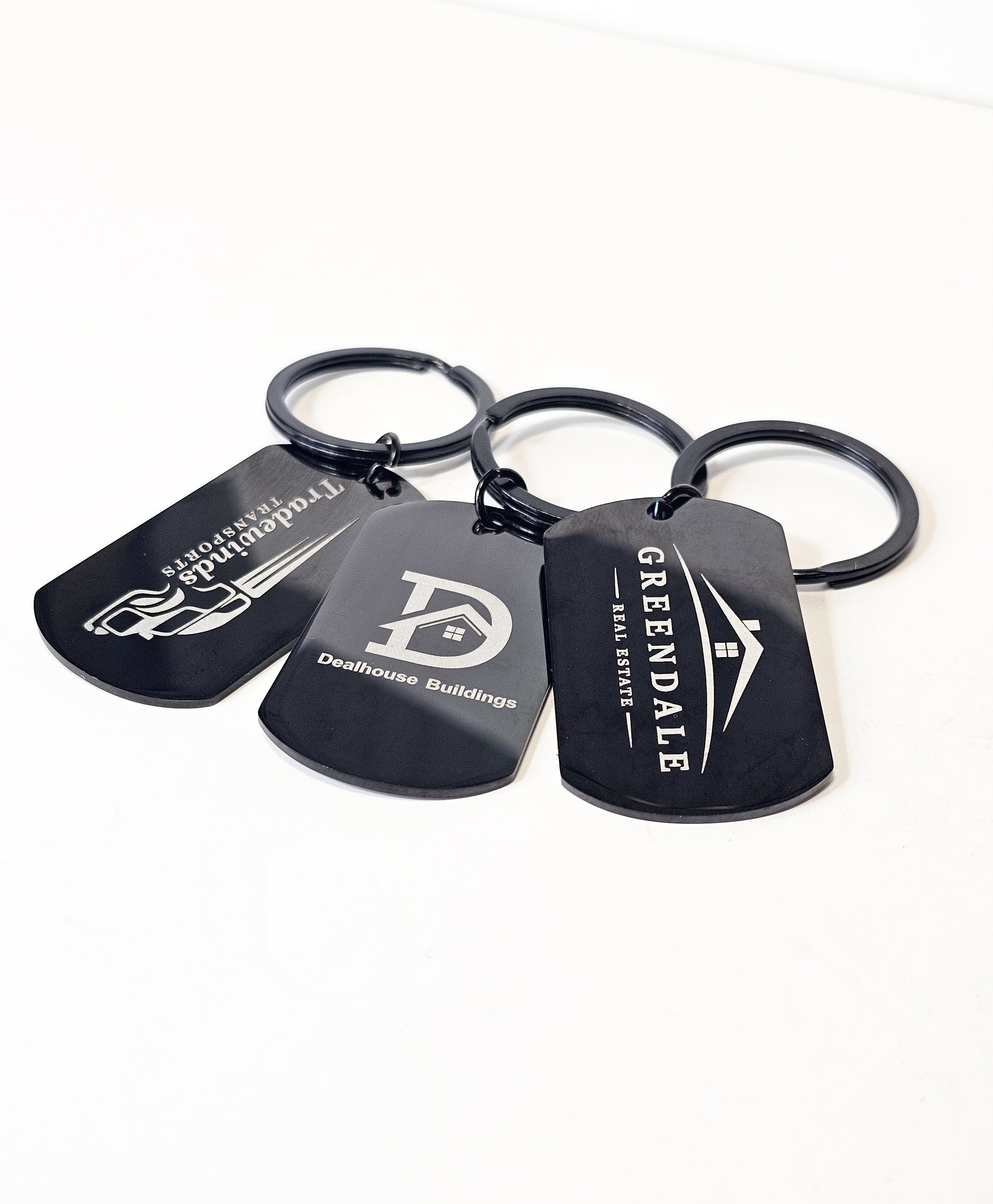 luxury metal keychain tag with laser logo promotional item