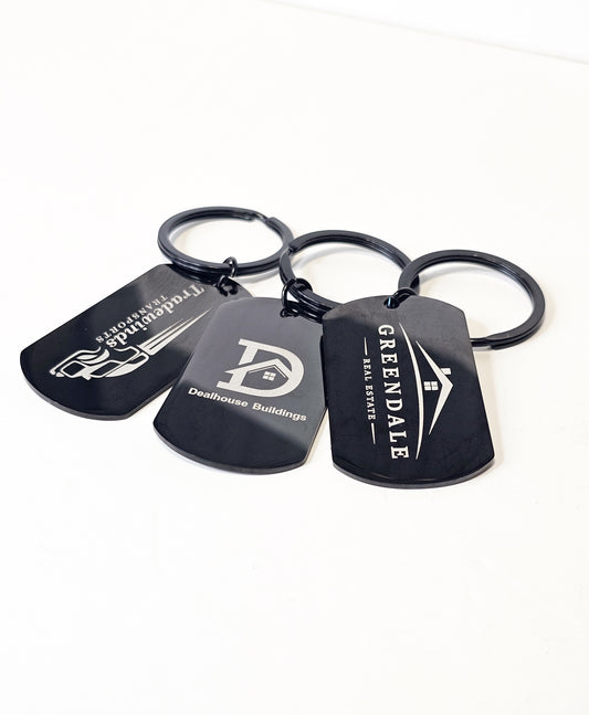 luxury metal keychain tag with laser logo promotional item