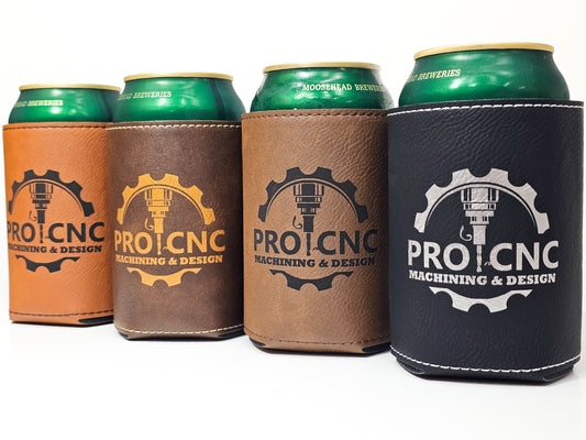 Beautiful leather beverage sleeve coolie with custom laser logo promotional product