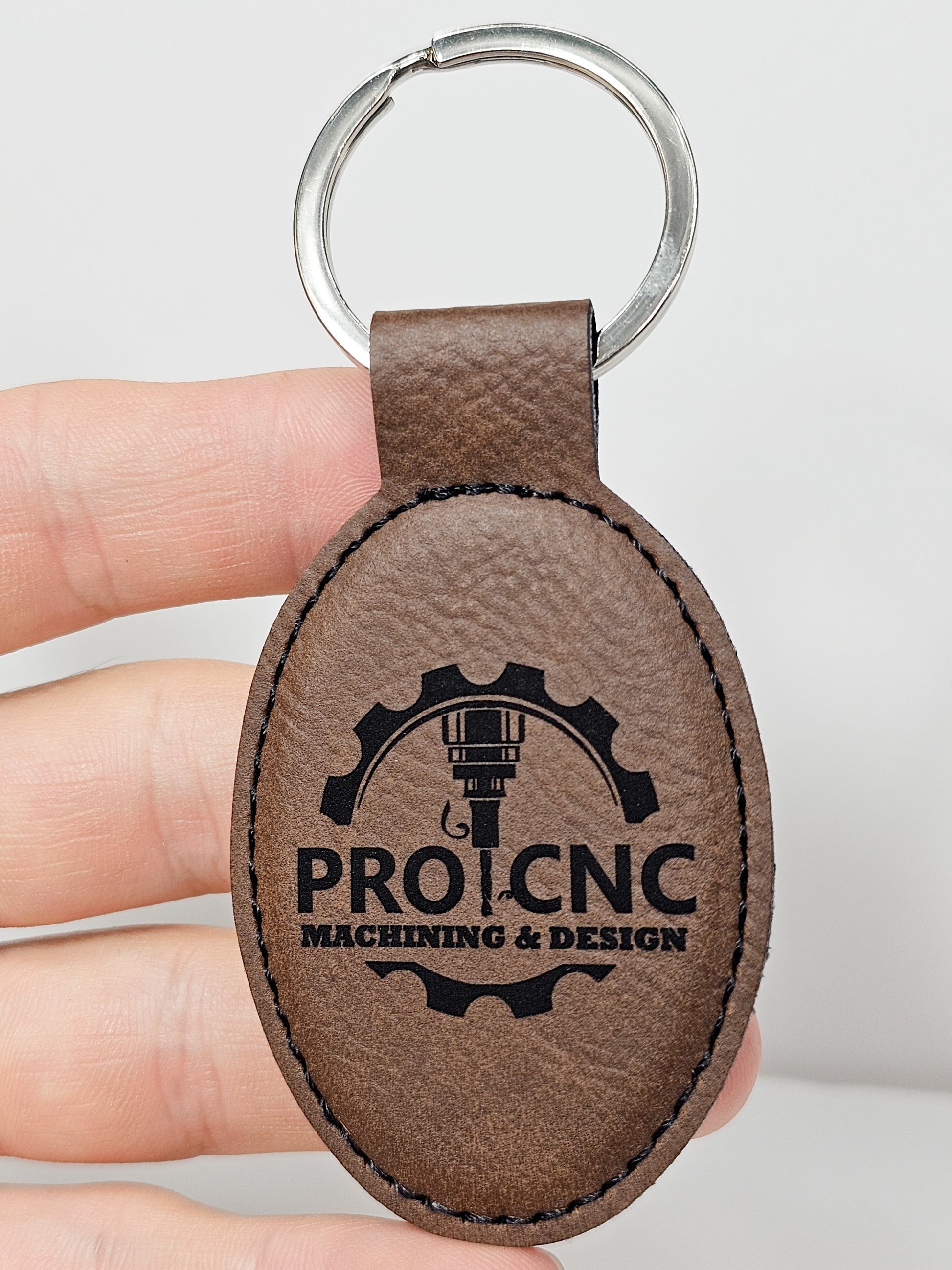 Leather keychain tag with laser logo promotional giveaway