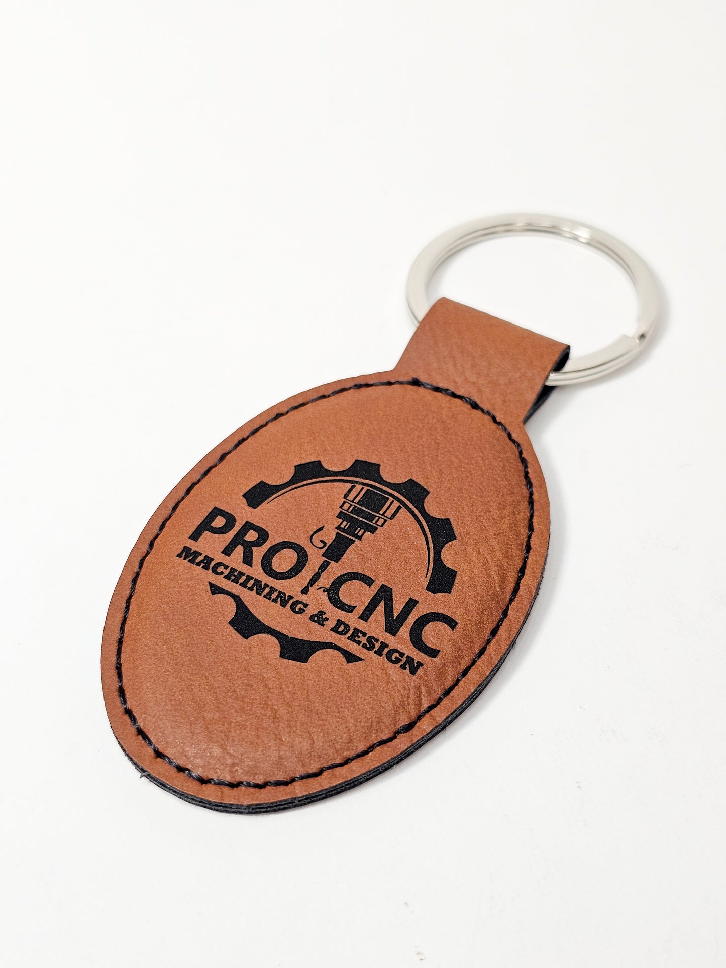 Round Padded Leather Keychain
