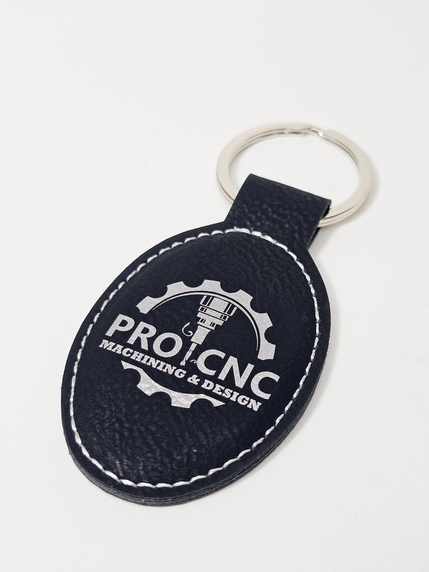 Round Padded Leather Keychain