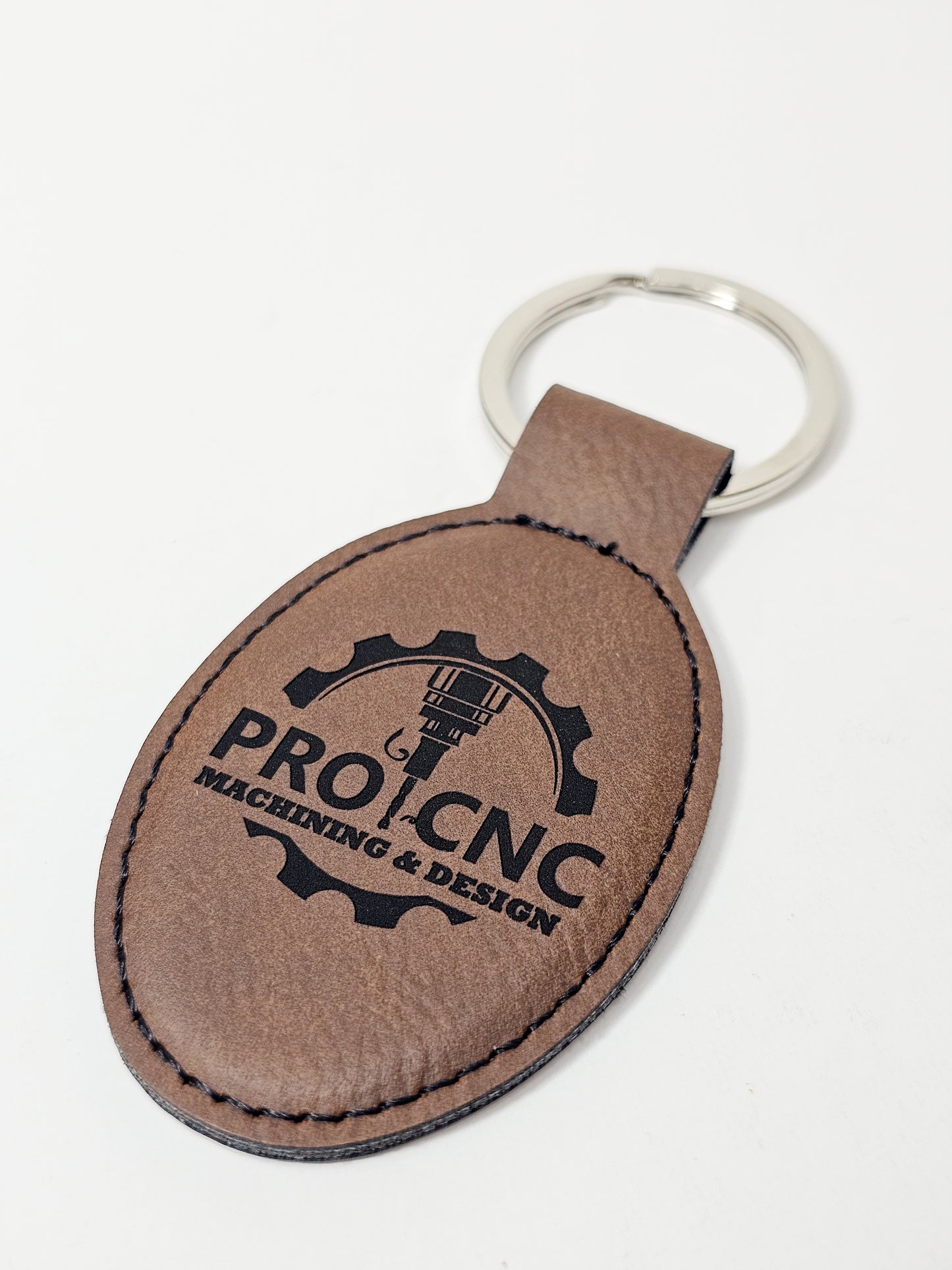 Round Padded Leather Keychain
