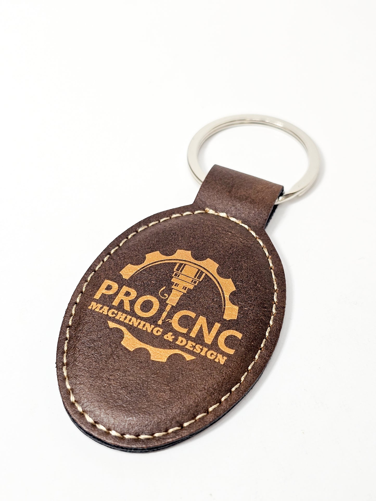 Round Padded Leather Keychain