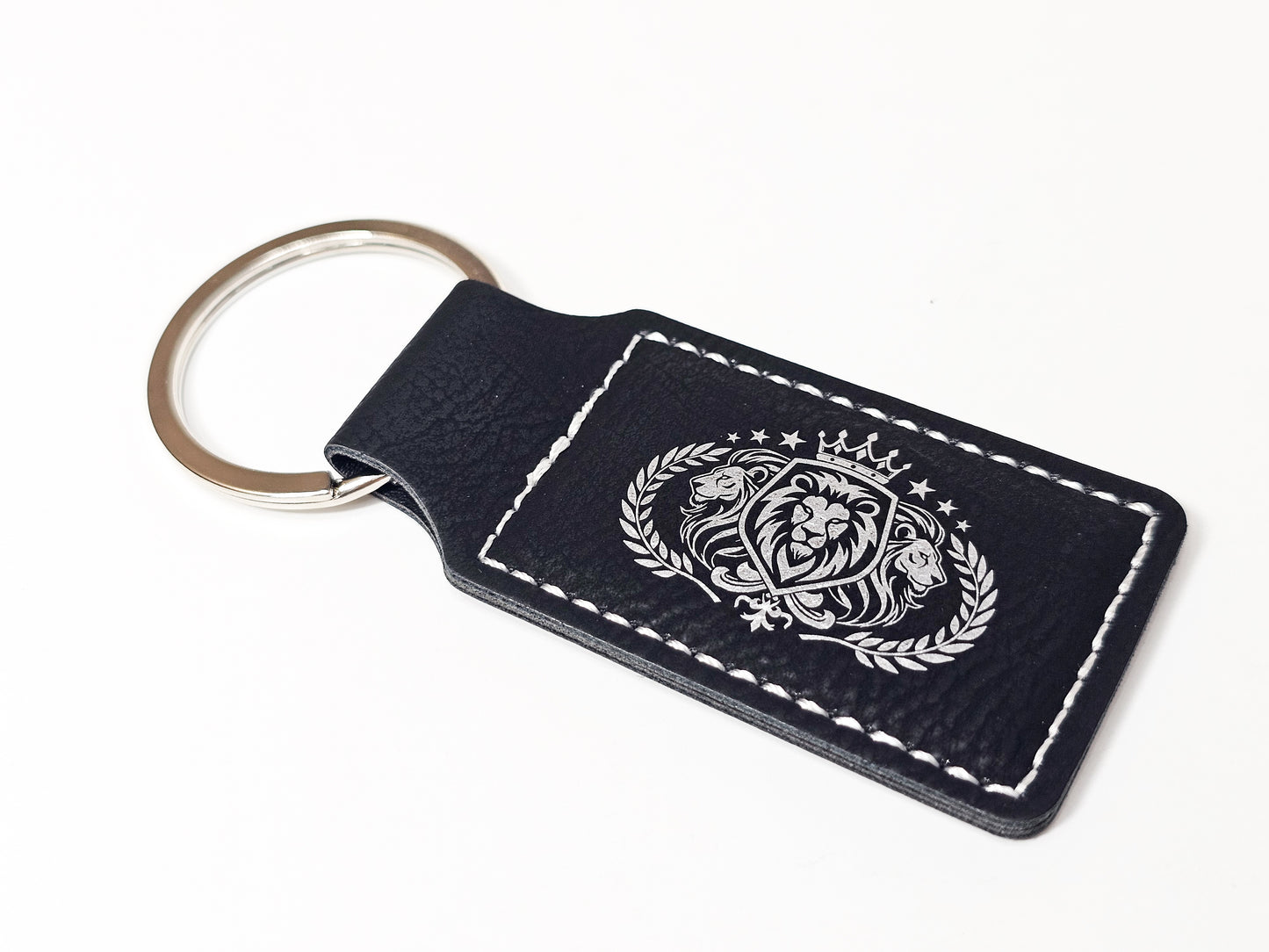 Square Padded Leather Keychain
