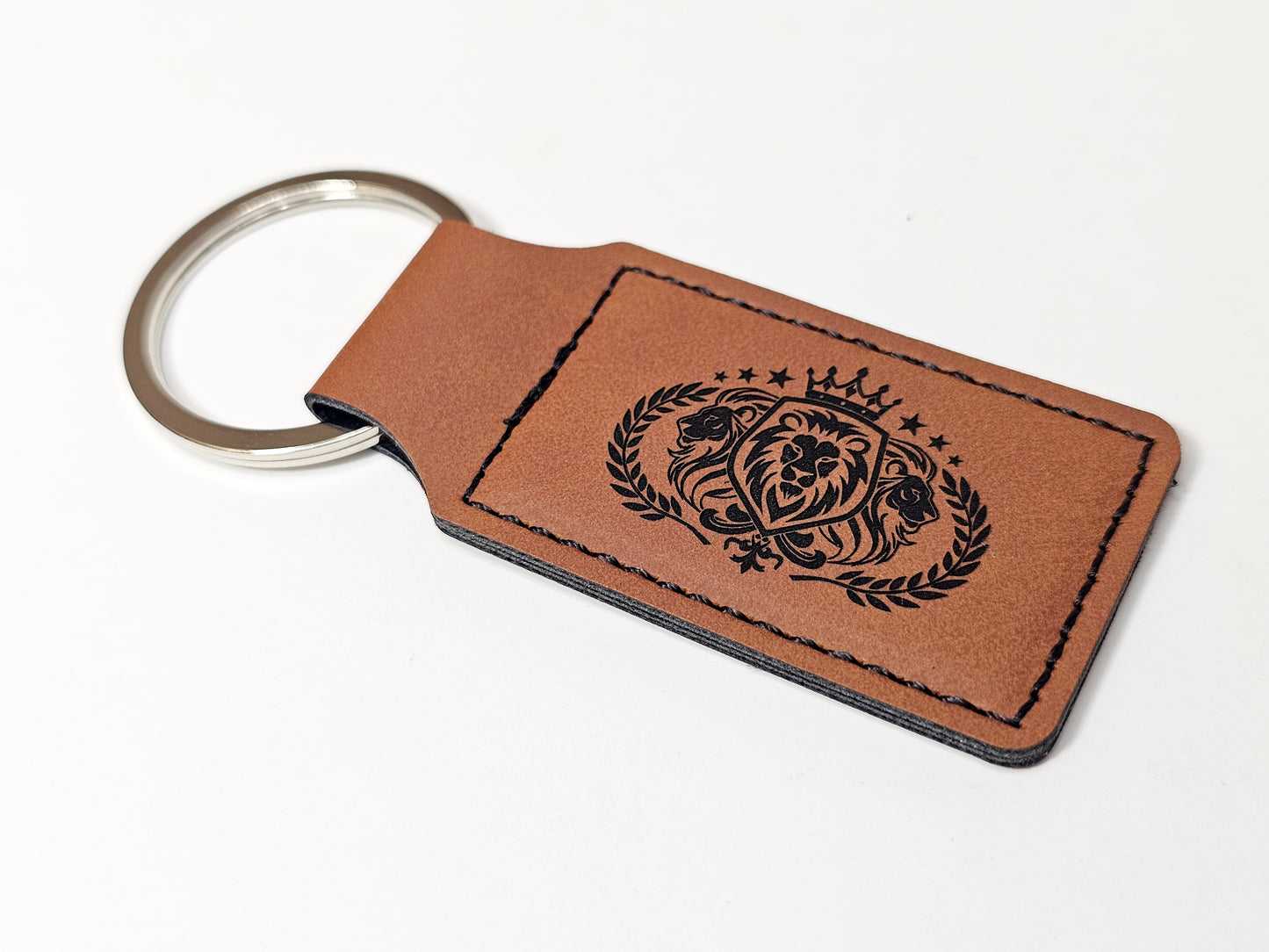 Square Padded Leather Keychain