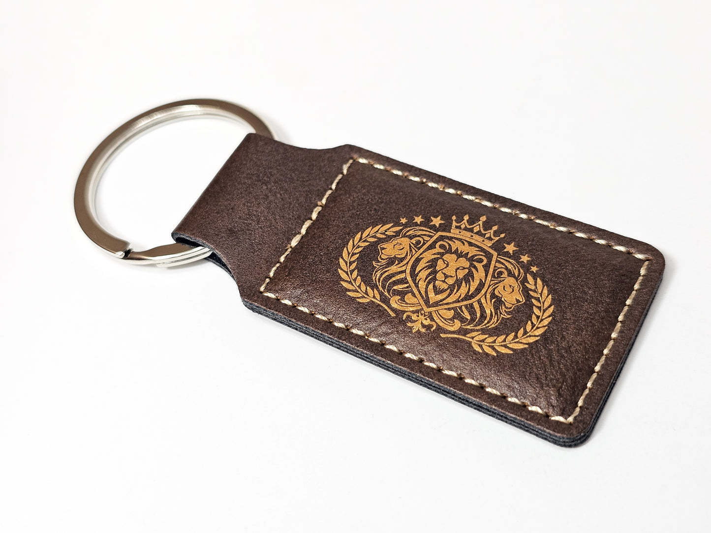 Square Padded Leather Keychain