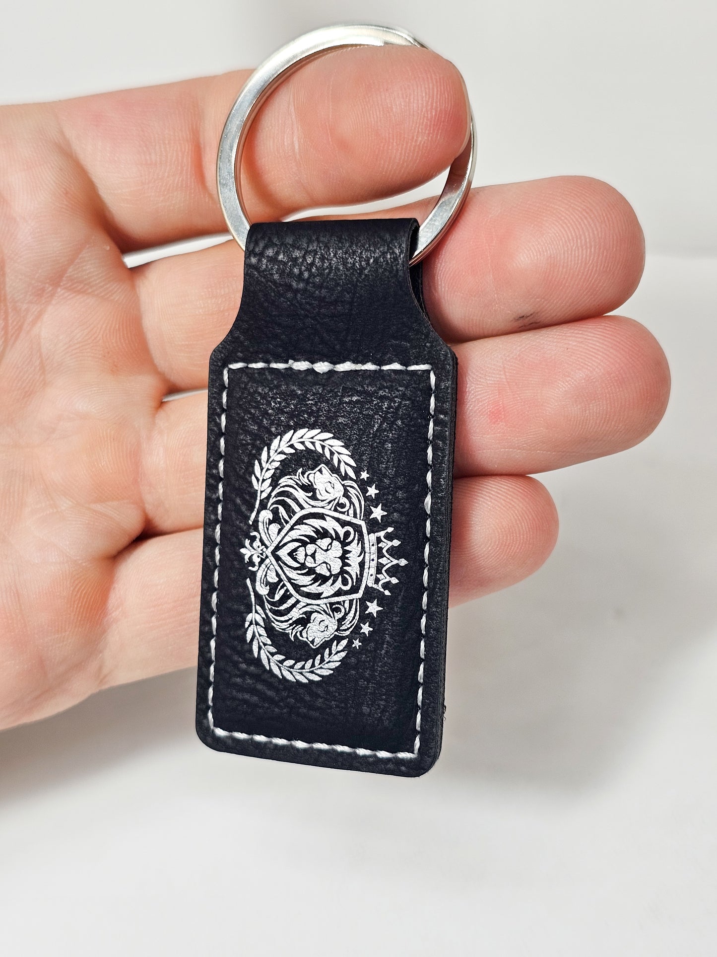 Square Padded Leather Keychain