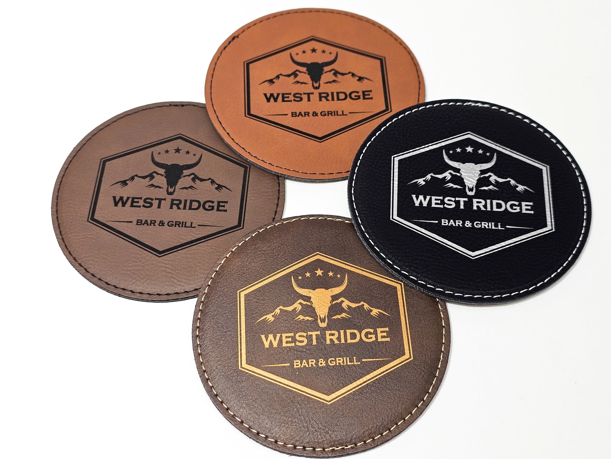 leather coaster with custom logo for promotional business giveaway tradeshow item