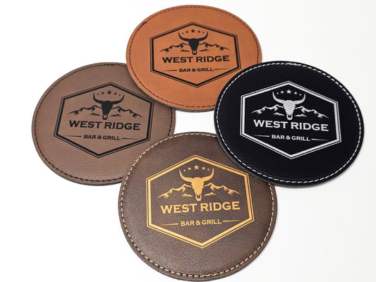 leather coaster with custom logo for promotional business giveaway tradeshow item