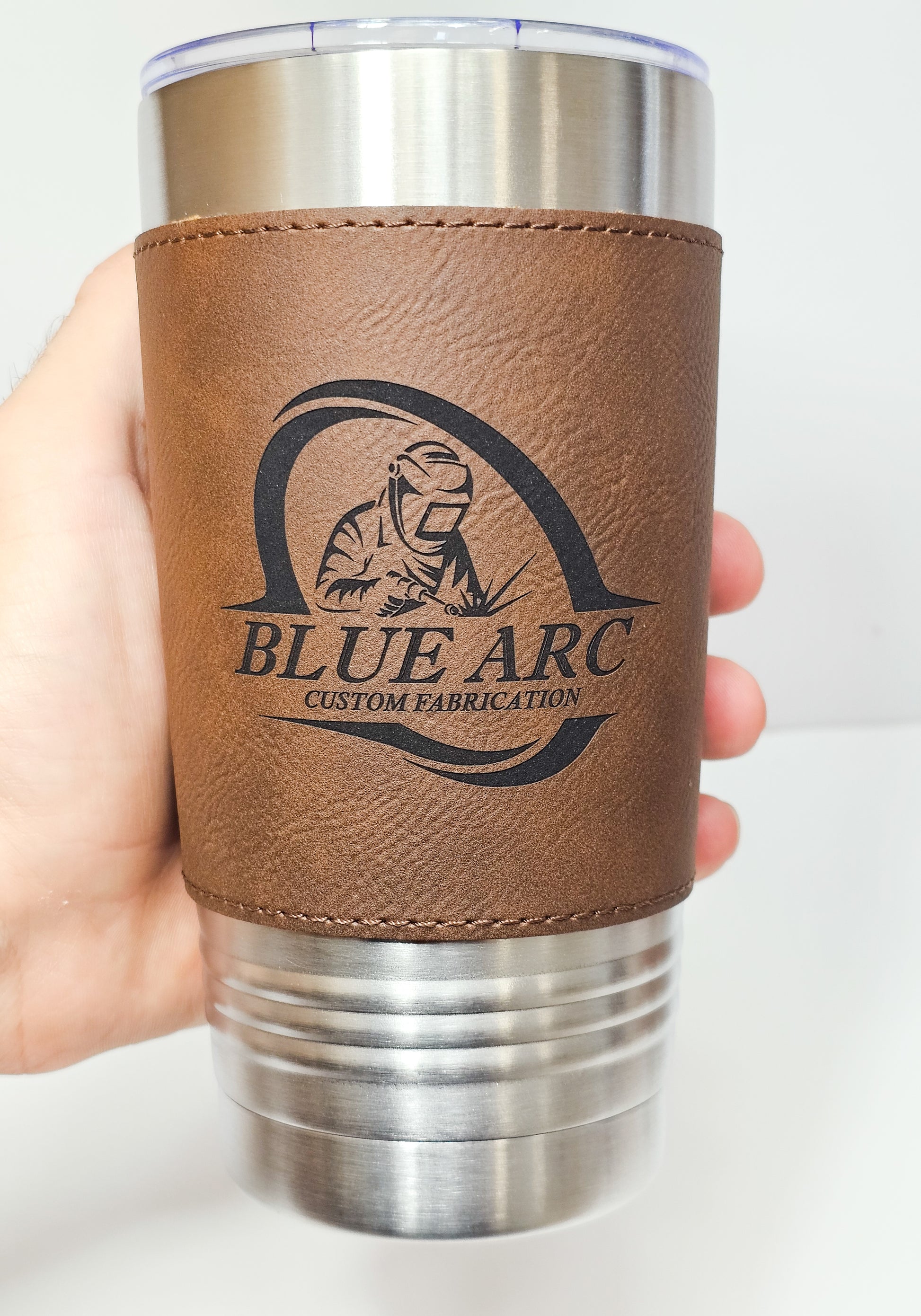 Business promotion 20oz tumbler with laser leather sleeve