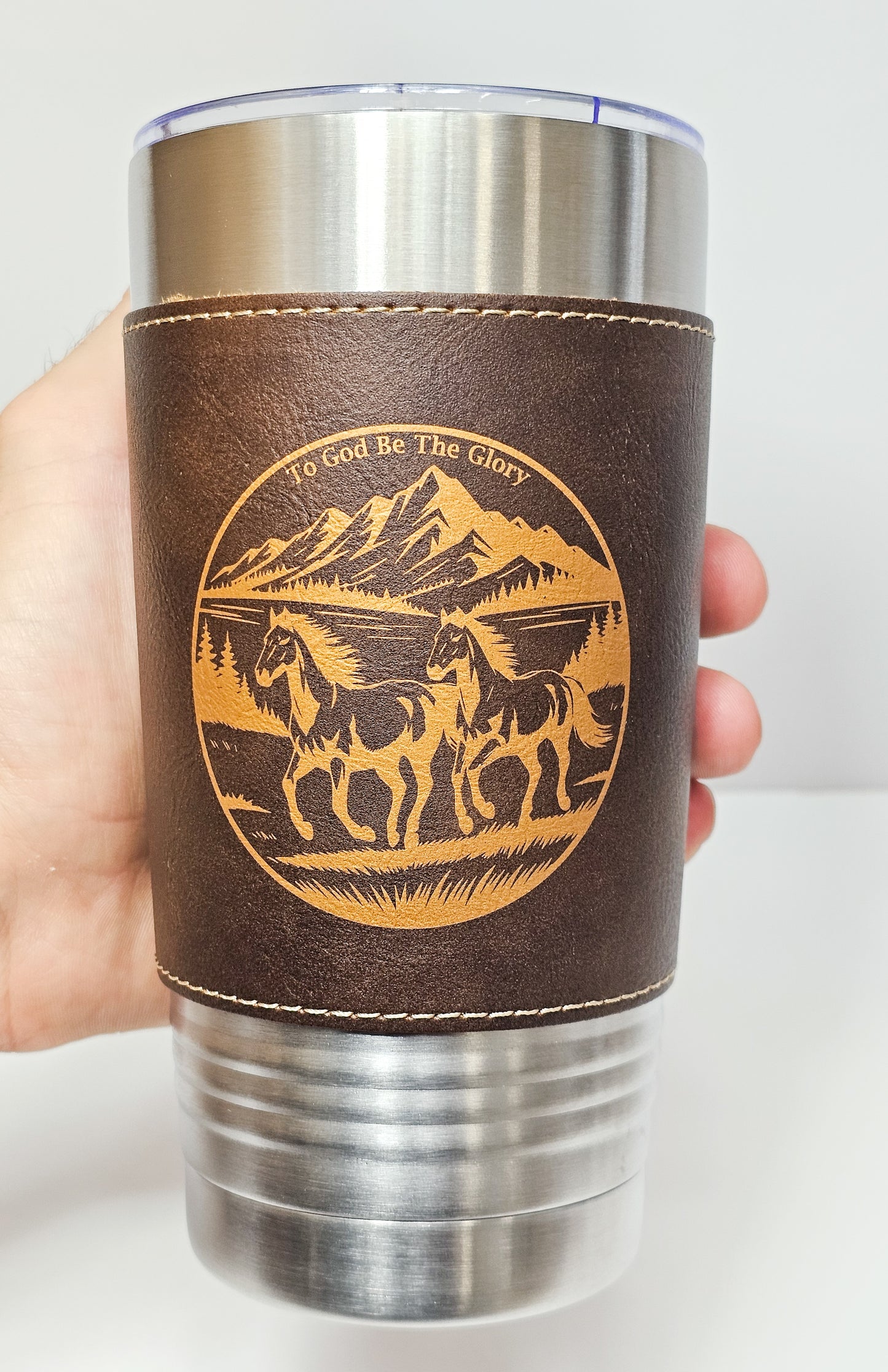 20 oz Tumbler With Leather Sleeve