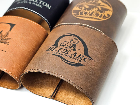 leather tumbler sleeve with custom logo promotional gift