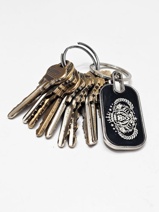 Premium keychain tag with laser engraved logo promotional item