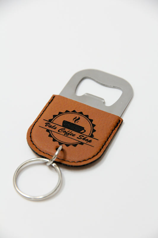Beautiful Leatherette Round Bottle Opener Keychain