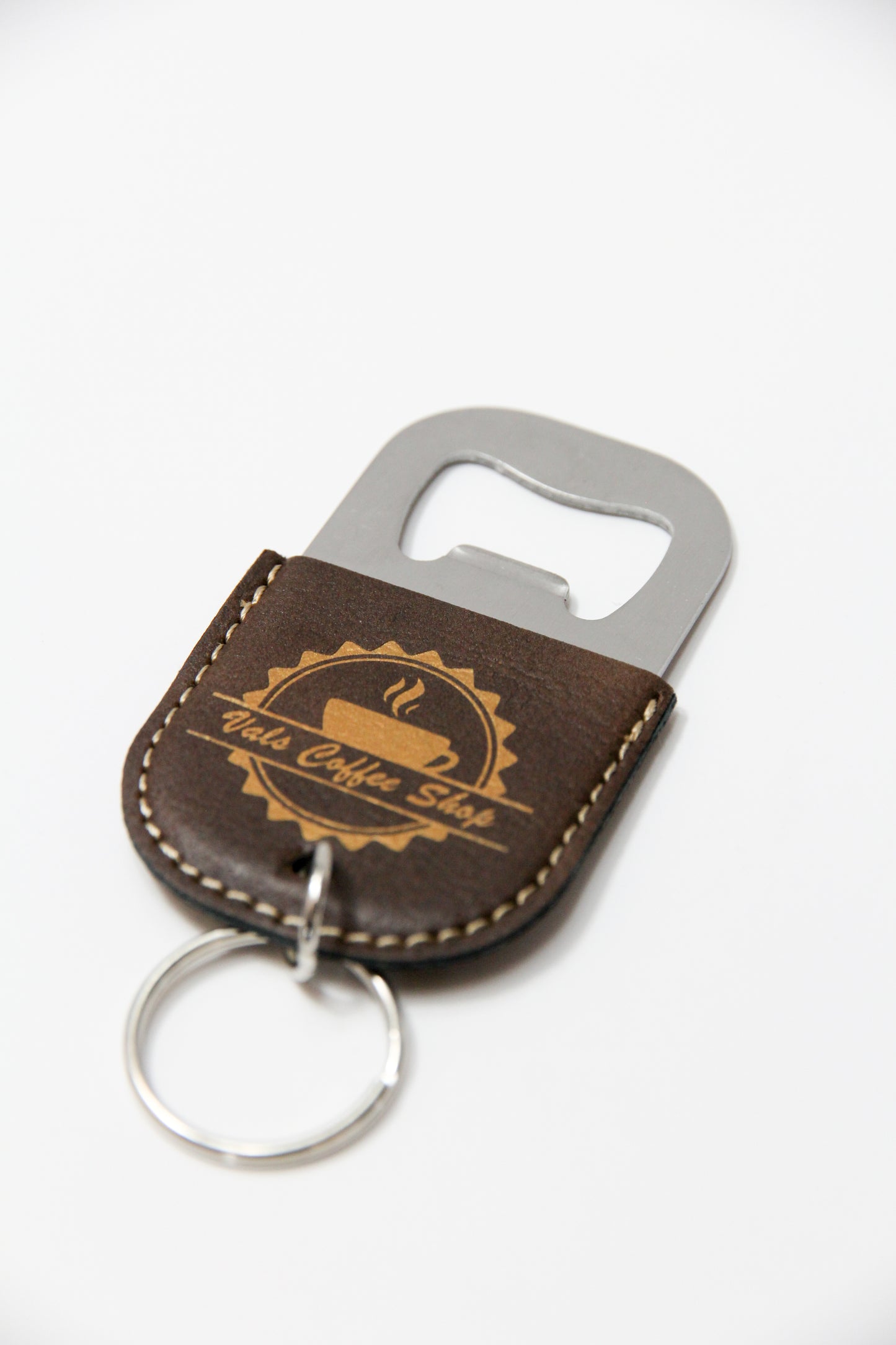 Beautiful Leatherette Round Bottle Opener Keychain