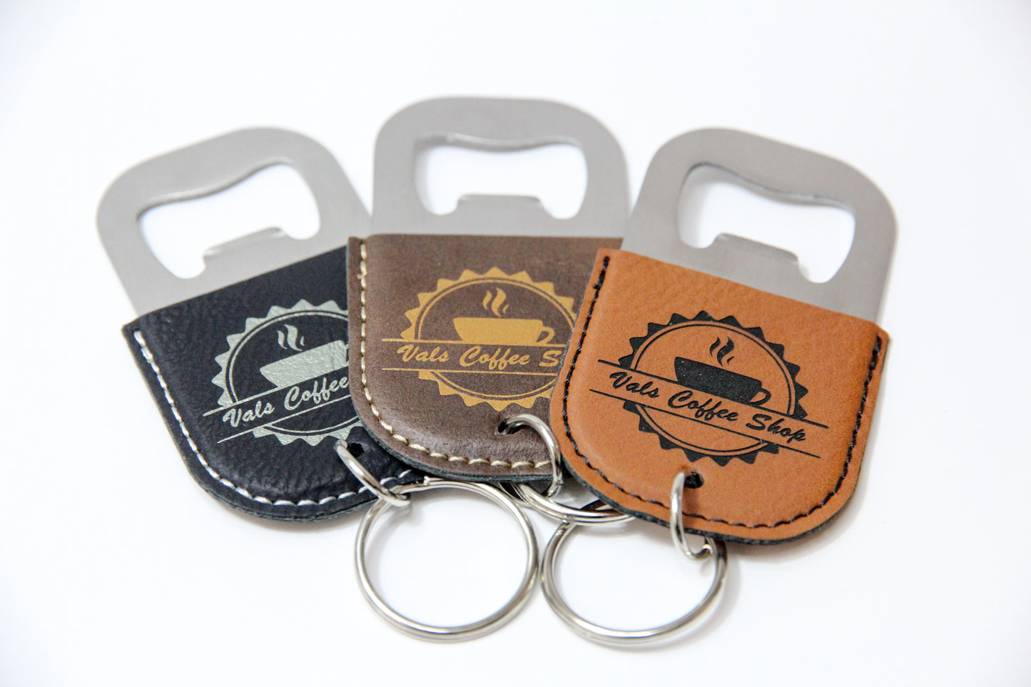 Beautiful Leatherette Round Bottle Opener Keychain