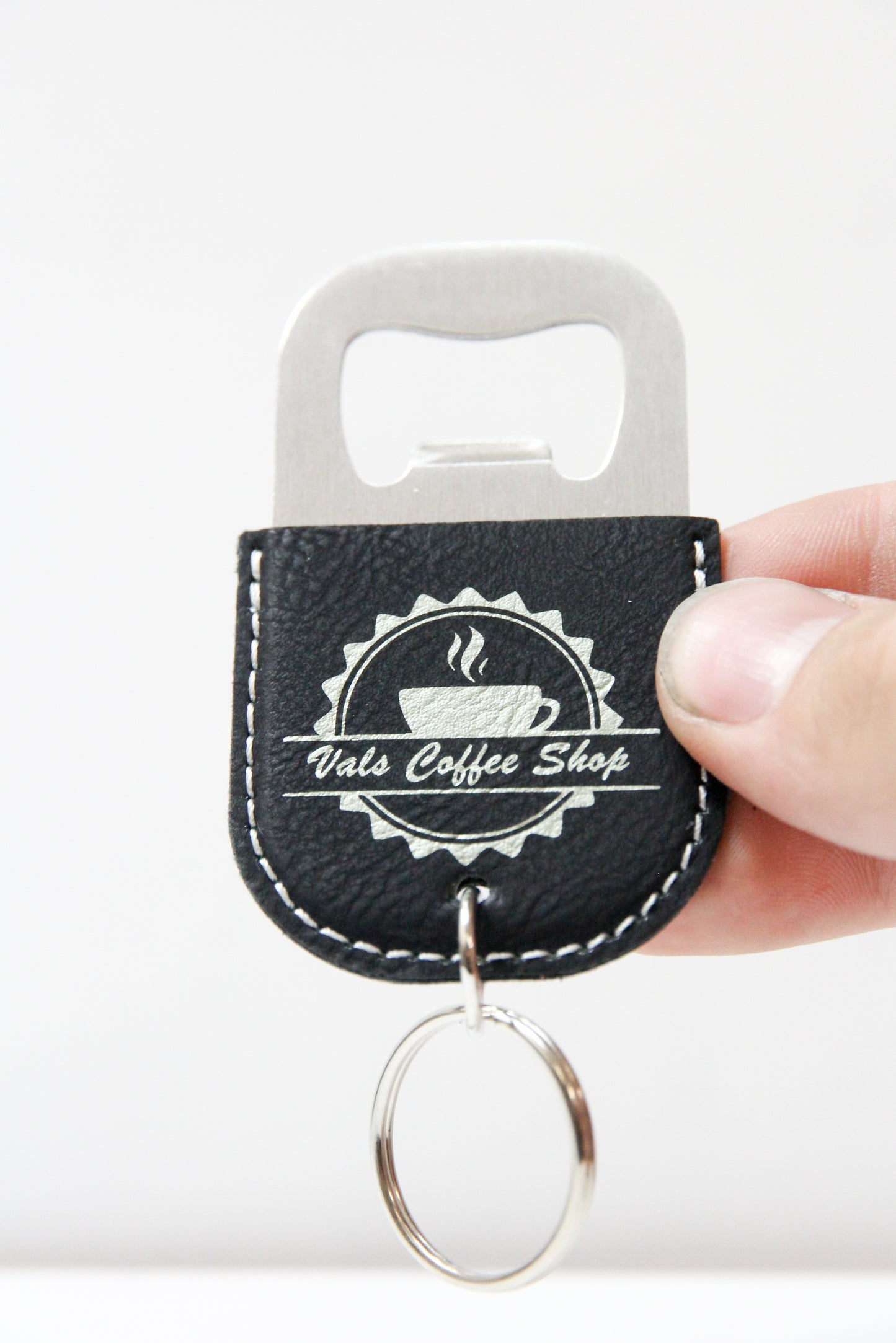 Beautiful Leatherette Round Bottle Opener Keychain