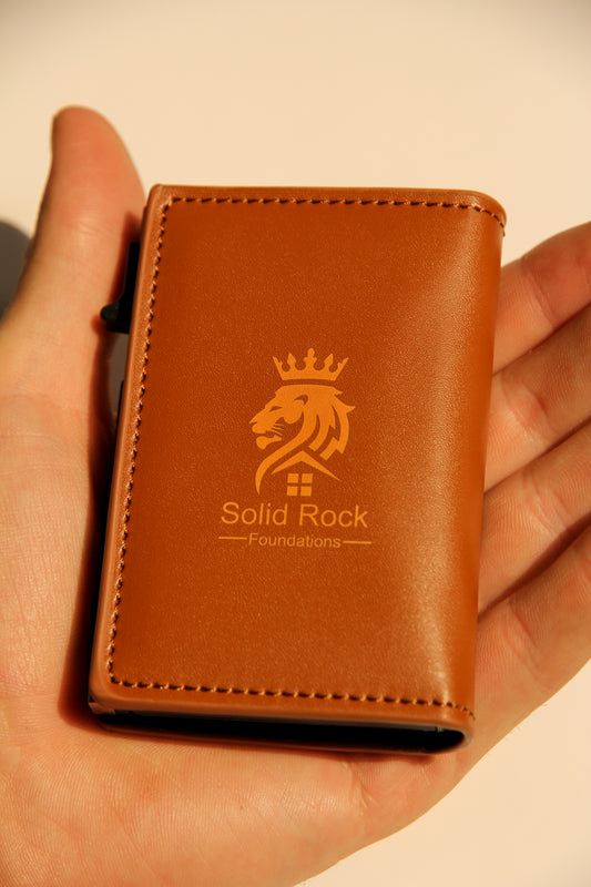 premium leather promotional pop-up wallet with laser logo