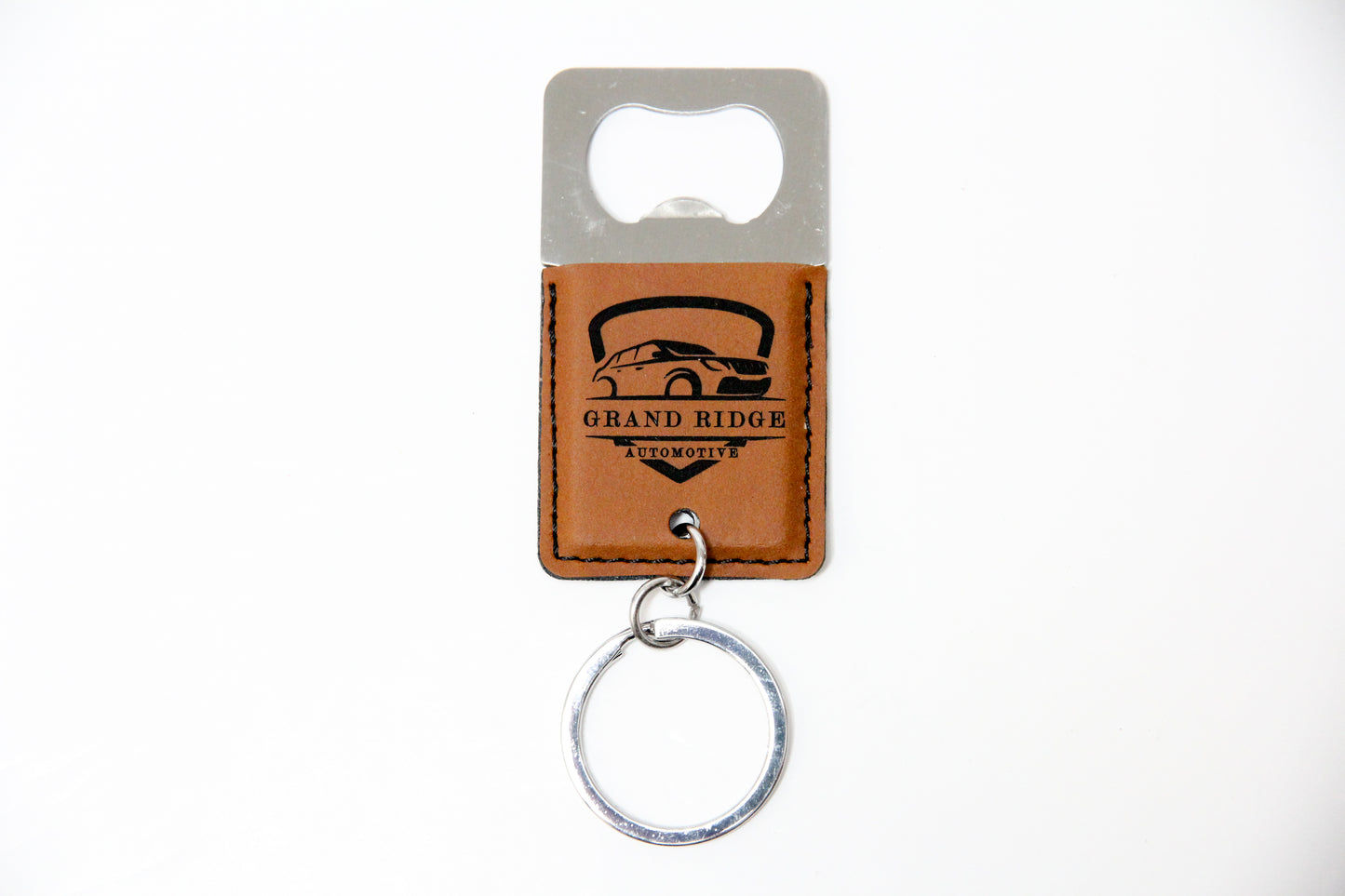 Square Leatherette Bottle Opener Keychain