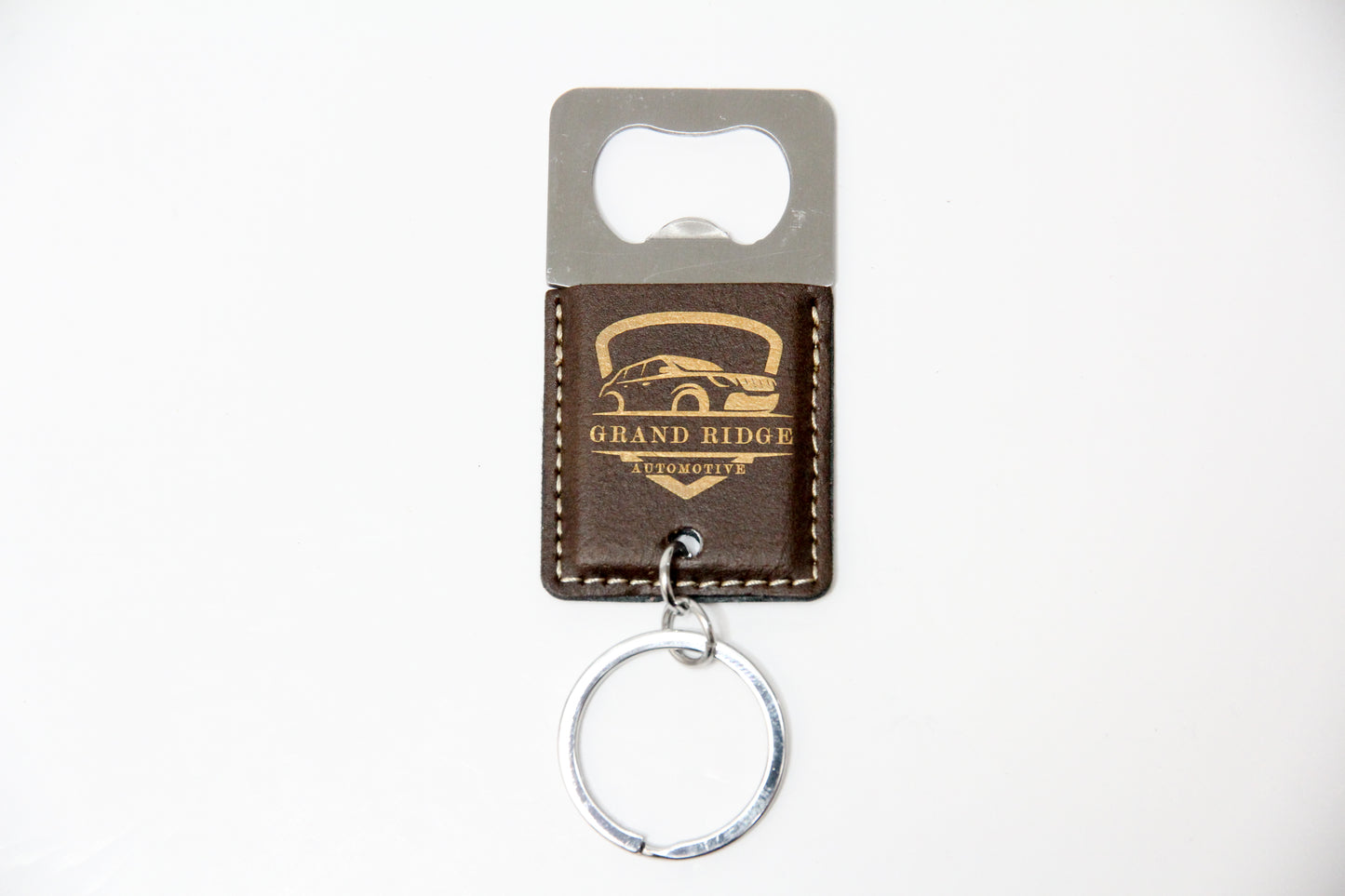 Square Leatherette Bottle Opener Keychain