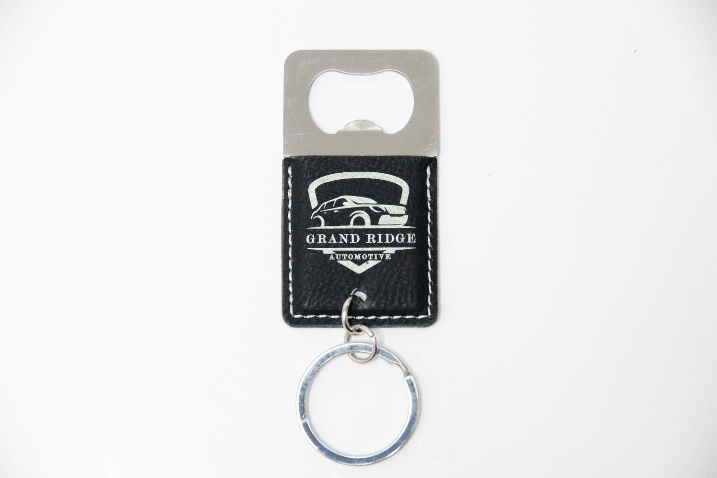 Square Leatherette Bottle Opener Keychain