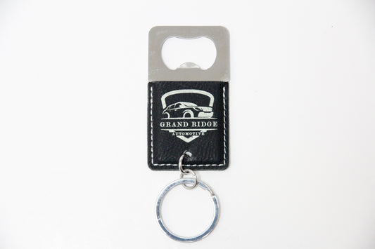 Square Leatherette Bottle Opener Keychain