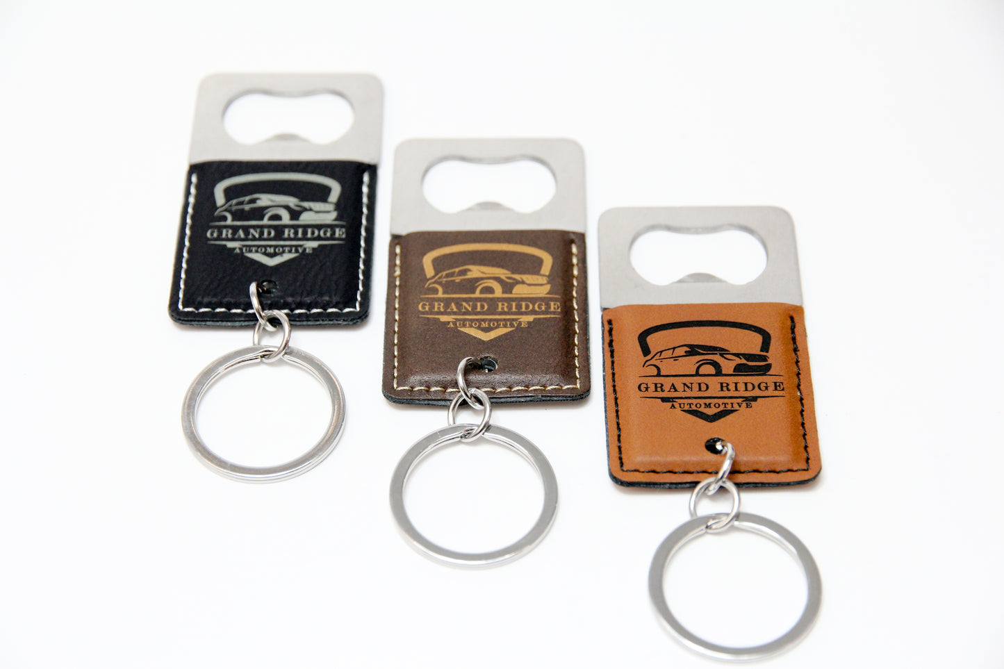 Square Leatherette Bottle Opener Keychain