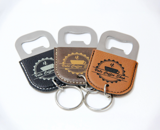 Beautiful Leatherette Round Bottle Opener Keychain