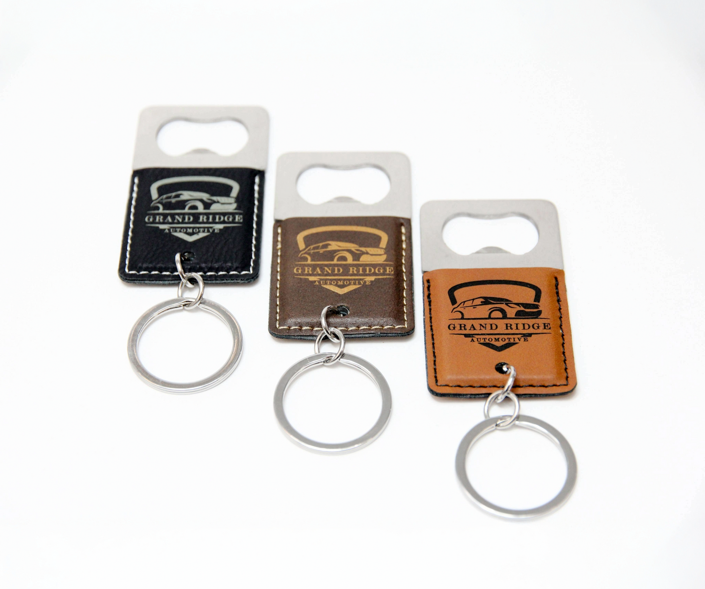 Square Leatherette Bottle Opener Keychain