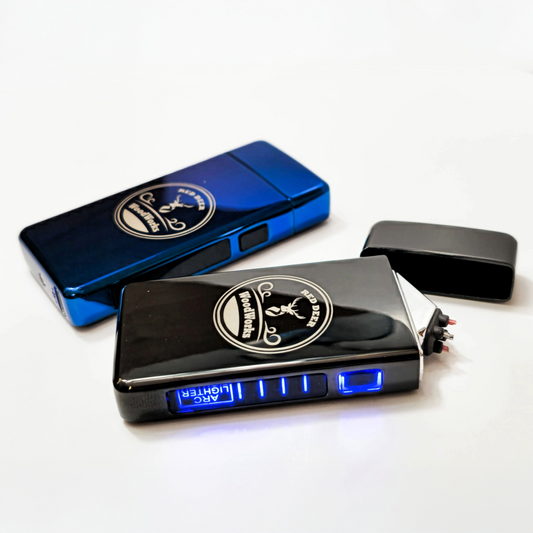 Modern blue and black lighter with custom promotional logo