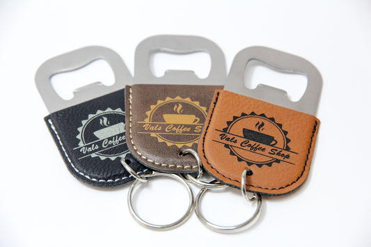 Beautiful Leatherette Round Bottle Opener Keychain