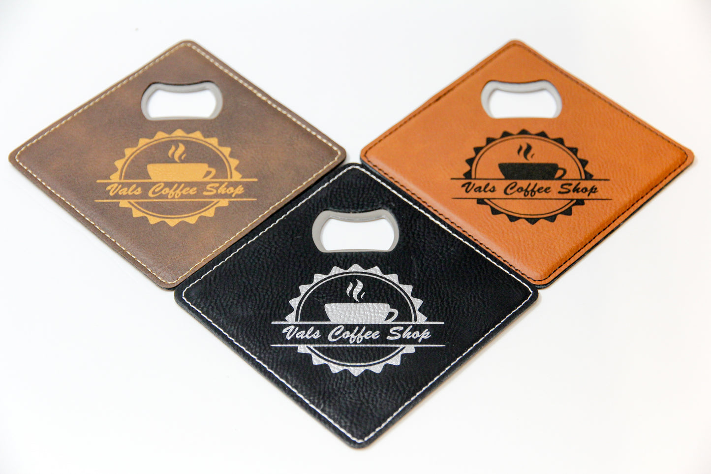Promotional laser logo bottle opener coaster