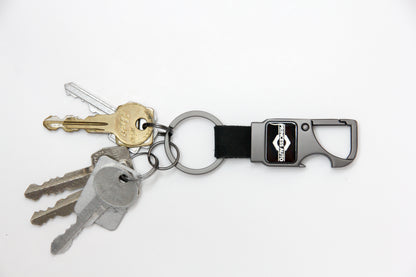 Keychain Carabiner clip With Leather Strap and Bottle Opener