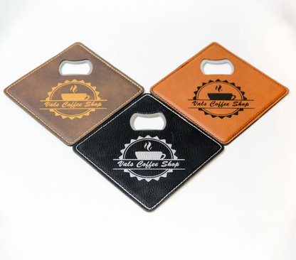 Leatherette Luxury Bottle Opener Coasters