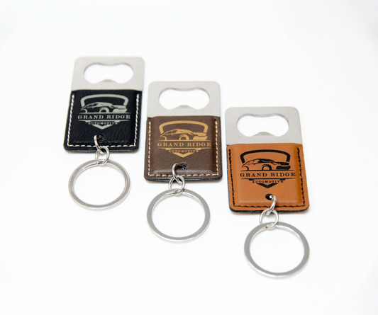 Square Leatherette Bottle Opener Keychain