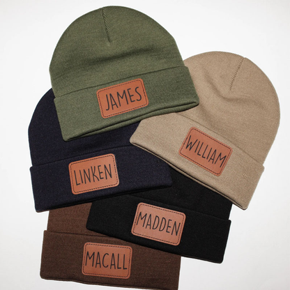 Beanie with Custom Leather Patch