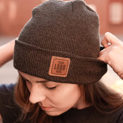 Beanie with Custom Leather Patch