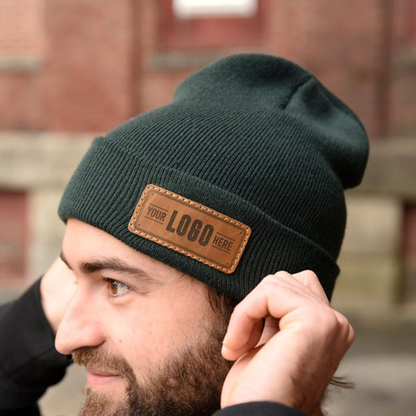 Beanie with Custom Leather Patch