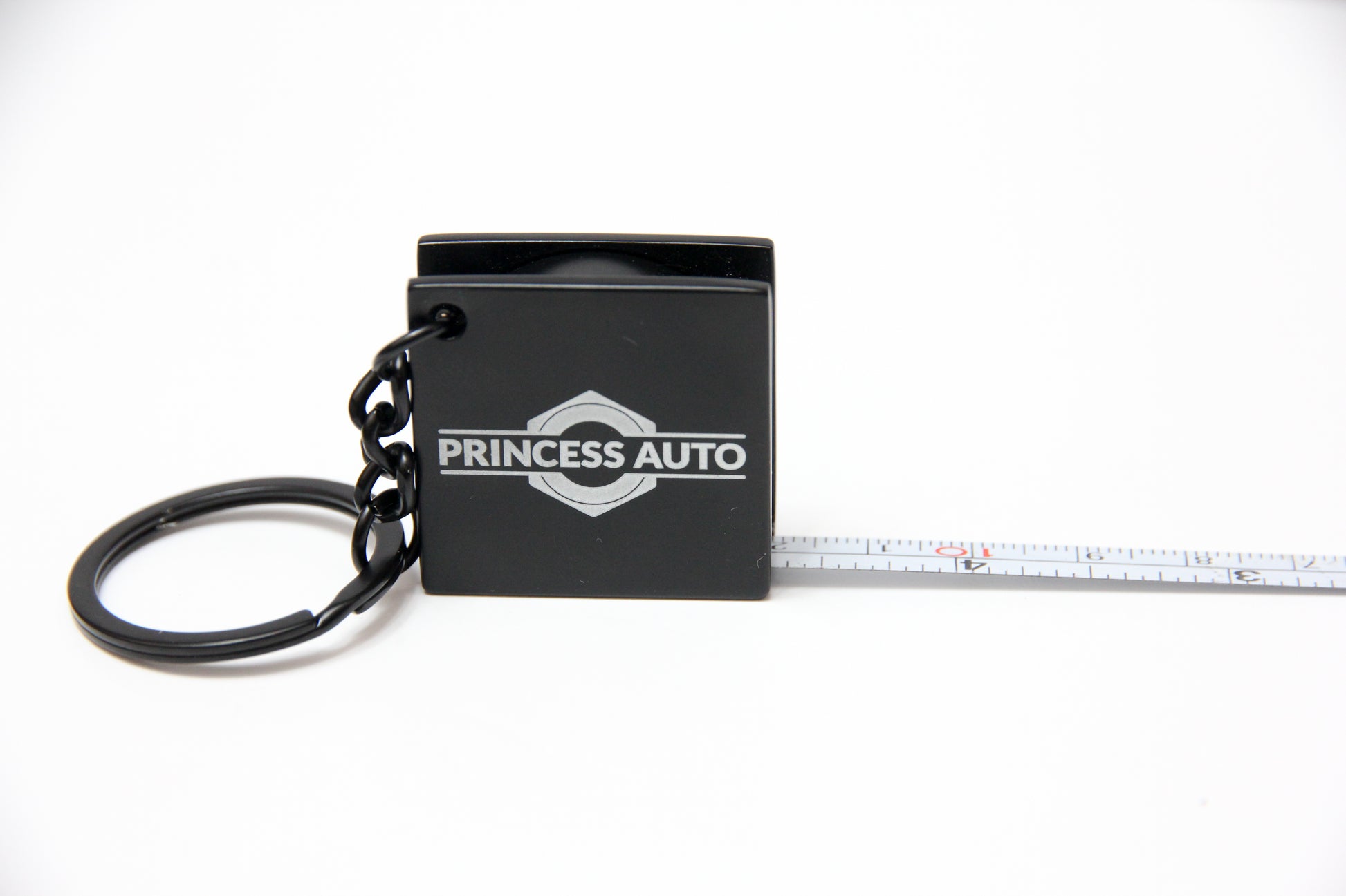 Pocket promotional keychain tape measure with custom laser logo
